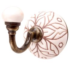 Brown Amarylis Etched Ceramic Wall Hook